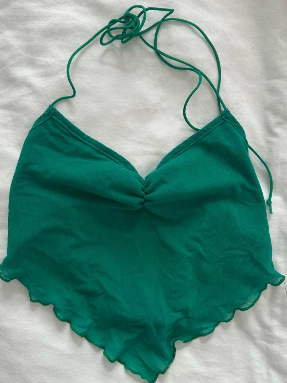 Green mesh halter tank top